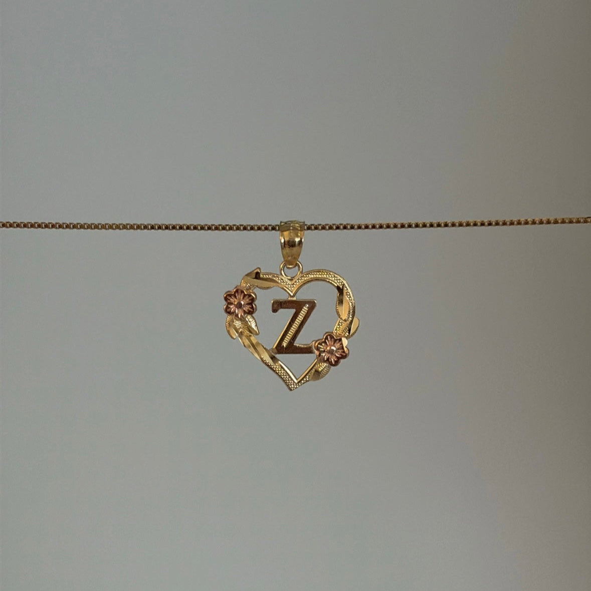 14k heart initials charms