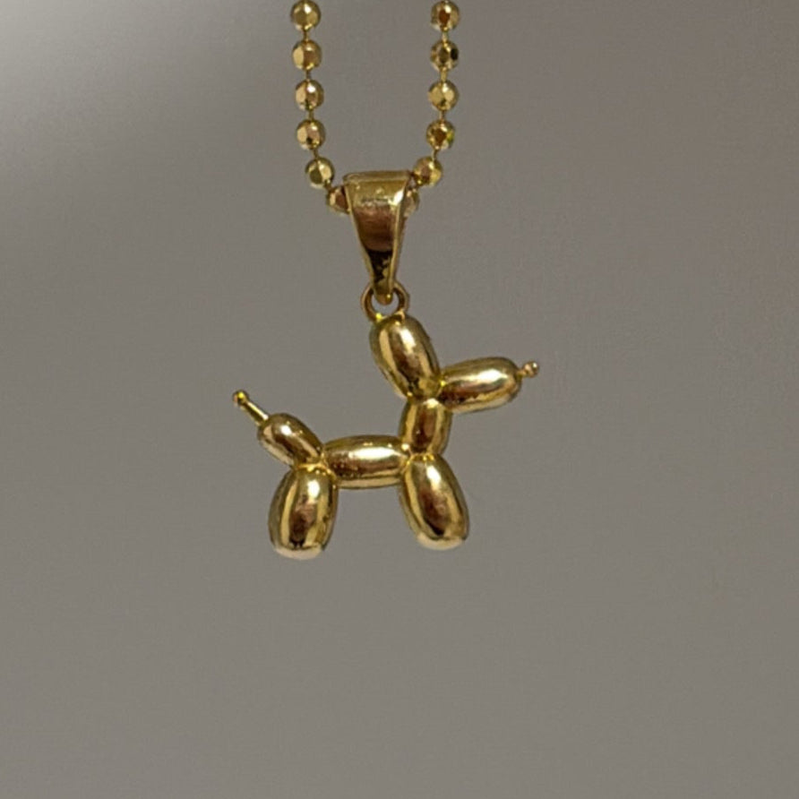 14k Gold Balloon Dog Charm – 3D