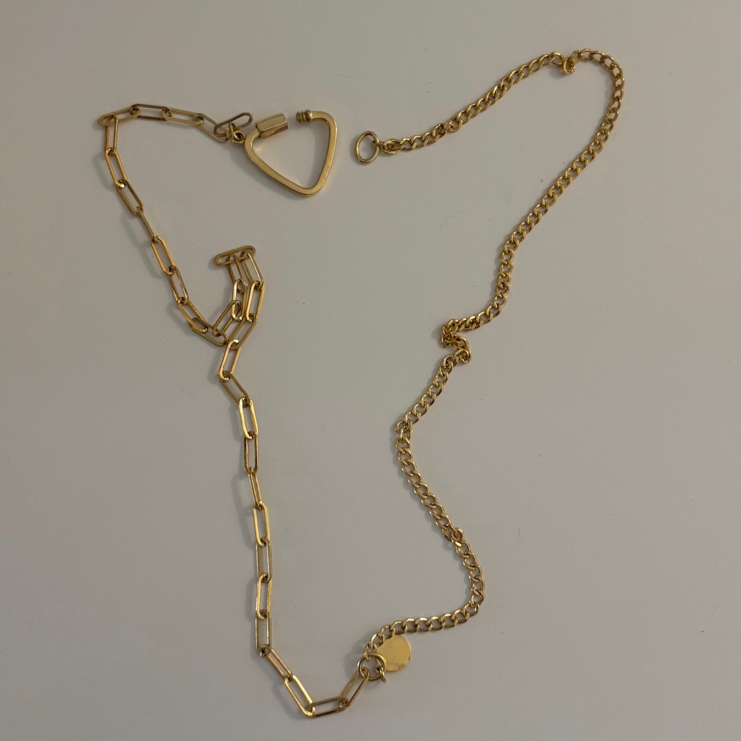 14K Paperclip & Cuban Carabiner Necklace – 16”