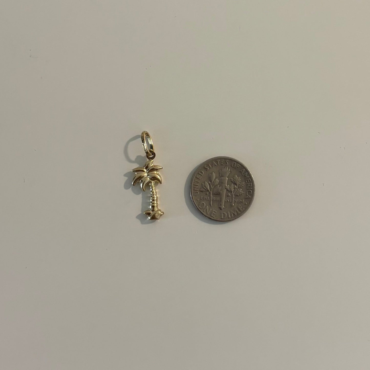 14K Yellow Gold Puffy Palm Tree Charm