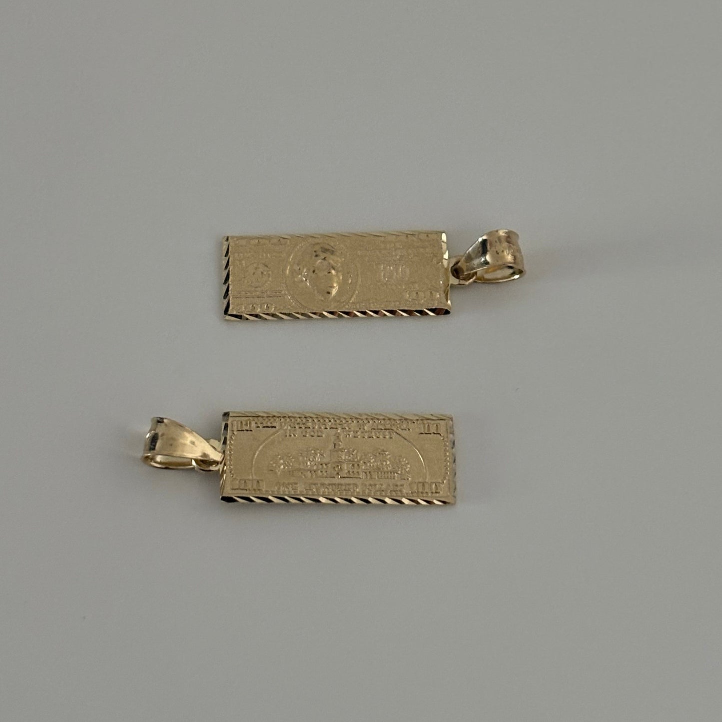 10K Gold $100 Bill Charm – 3D Front & Back Design