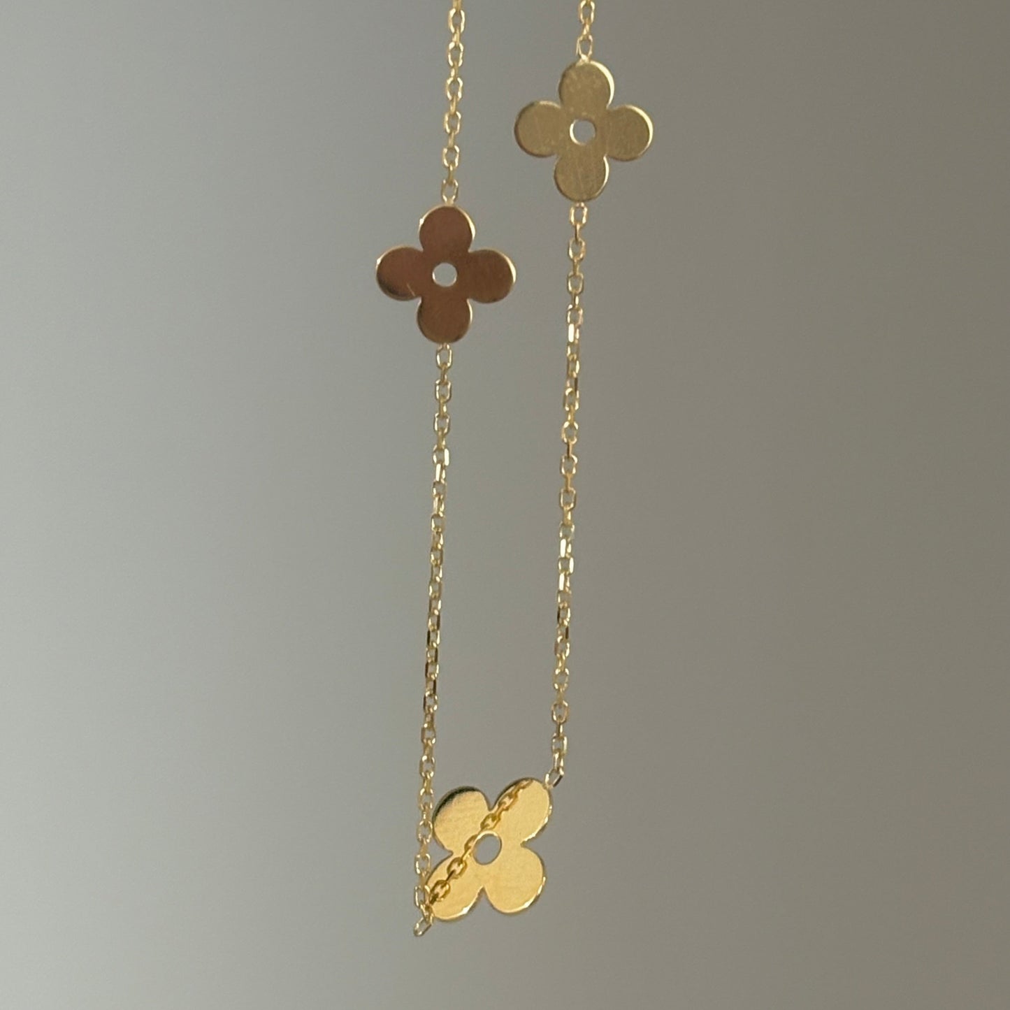 14K Gold Flower Anklet – Adjustable