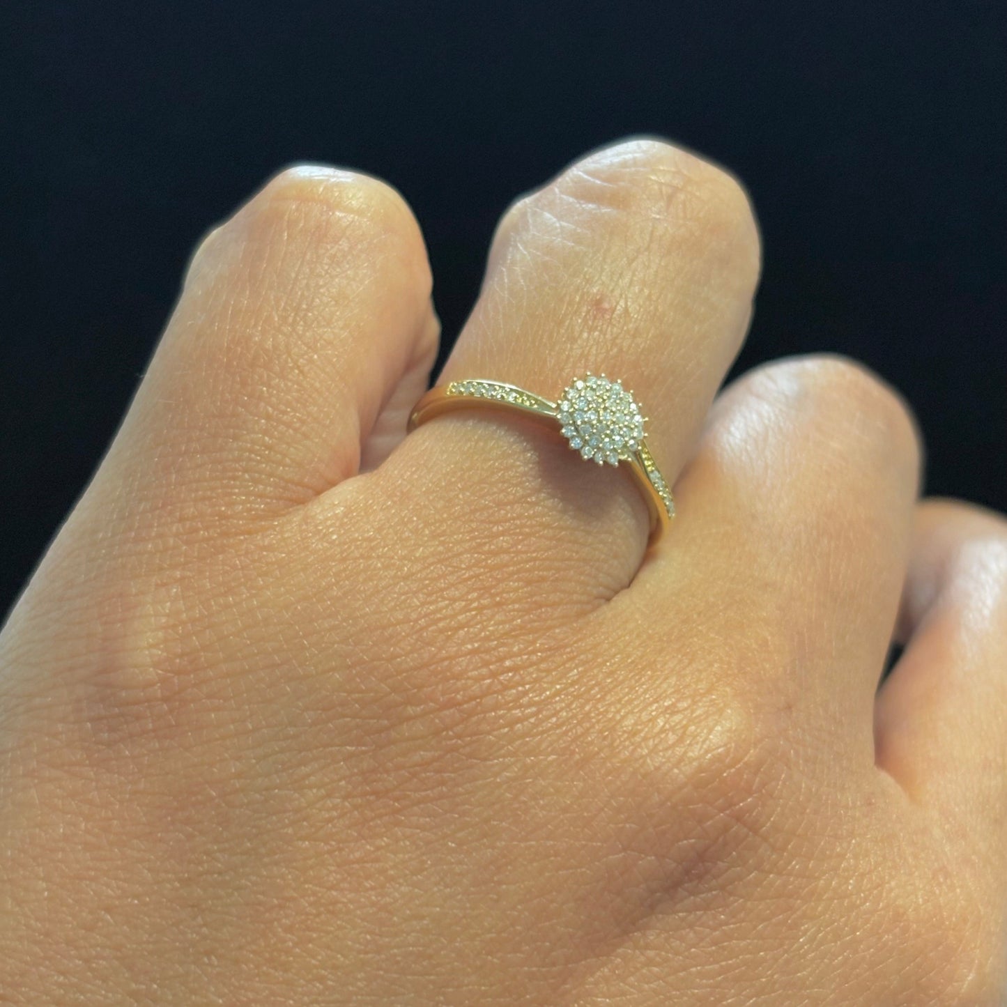 14K Gold Diamond Cluster Ring