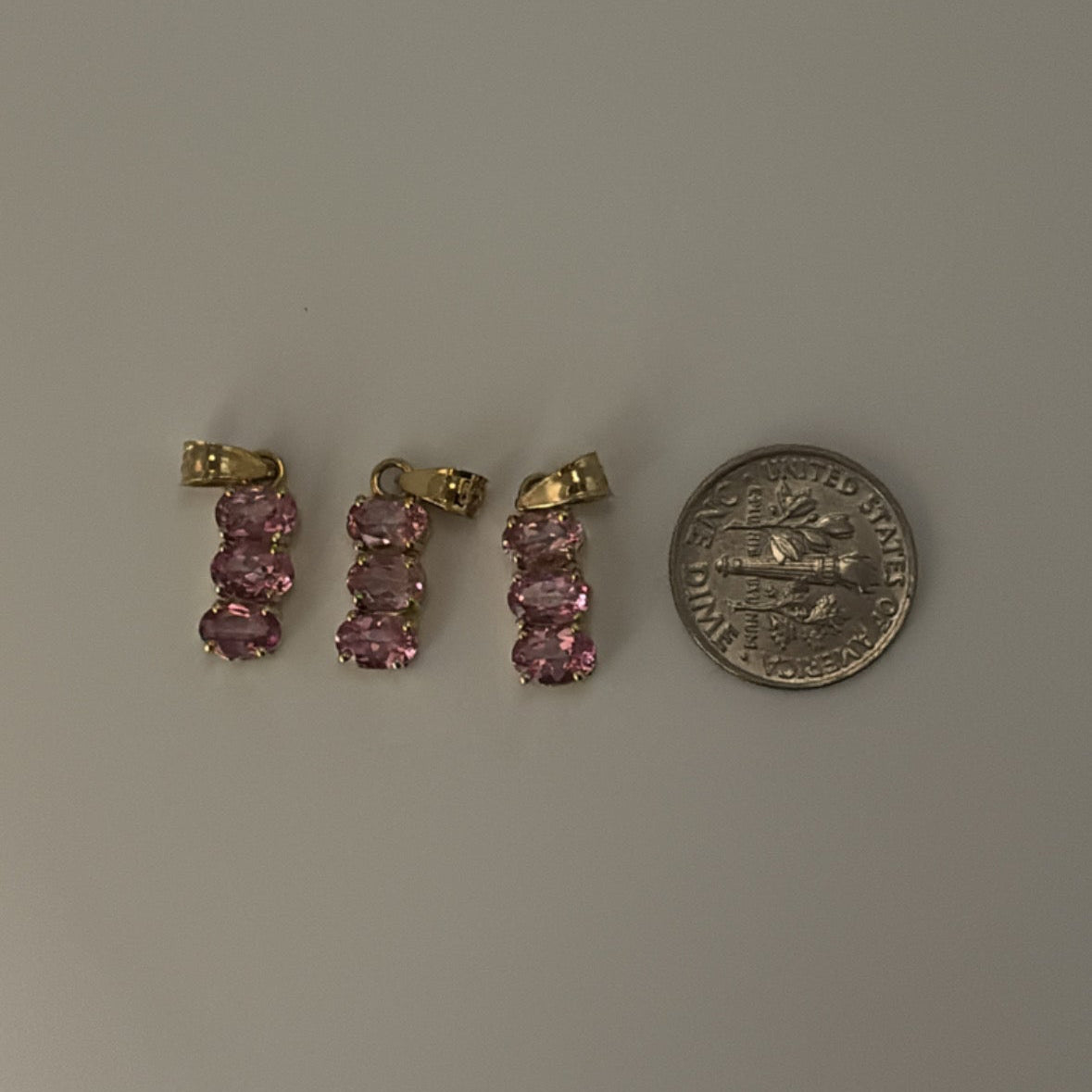 14k pink topaz cz charm
