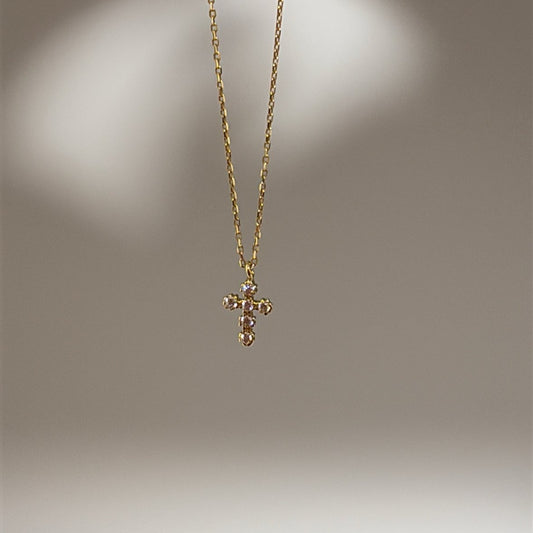 14k solid gold cross necklace