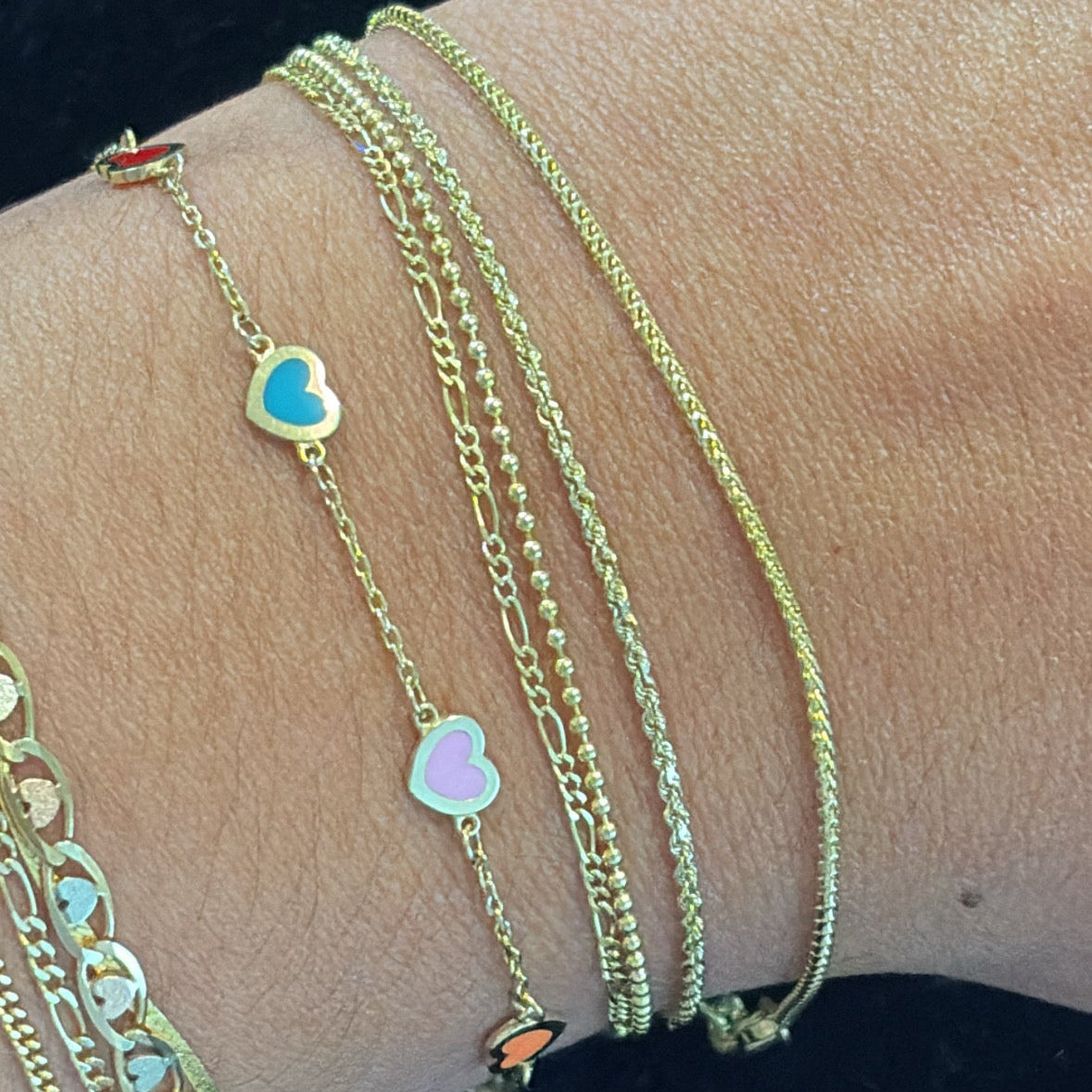 14K Solid Gold Figaro Bracelet