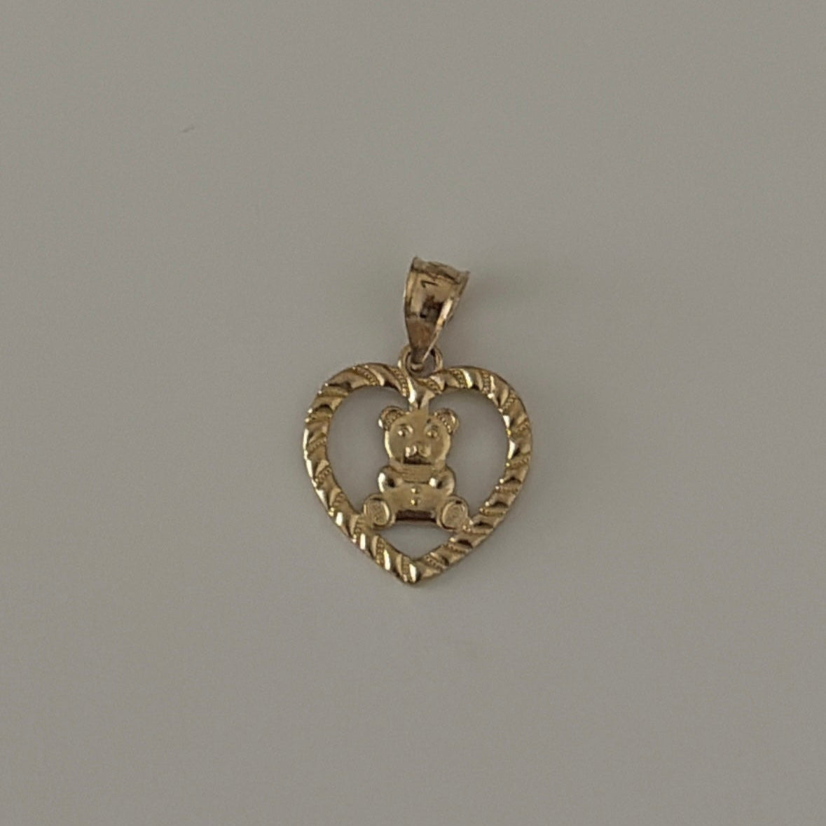 14k gold heart bear charm
