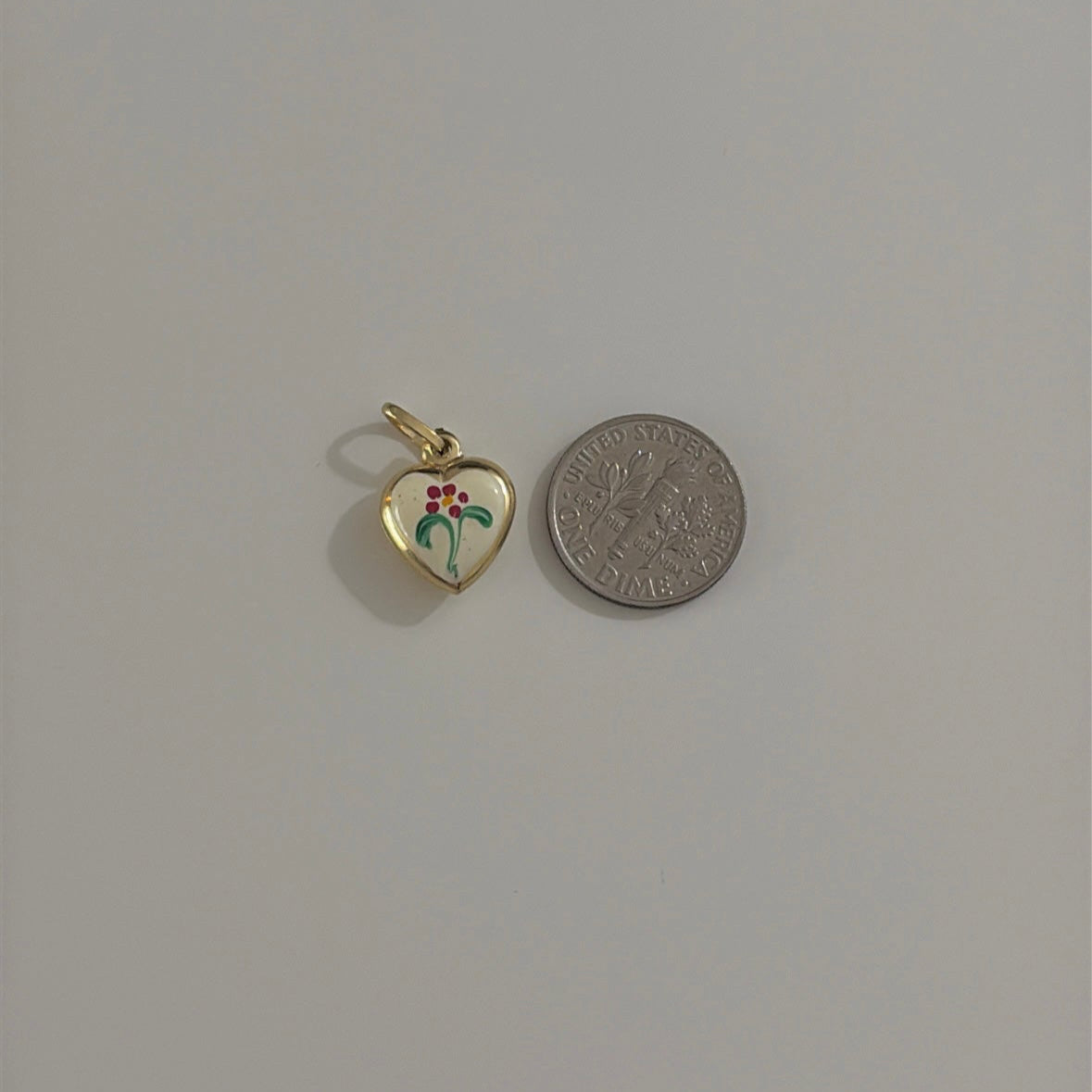 14k Gold Puffy Heart Charm – Hand-Painted Enamel