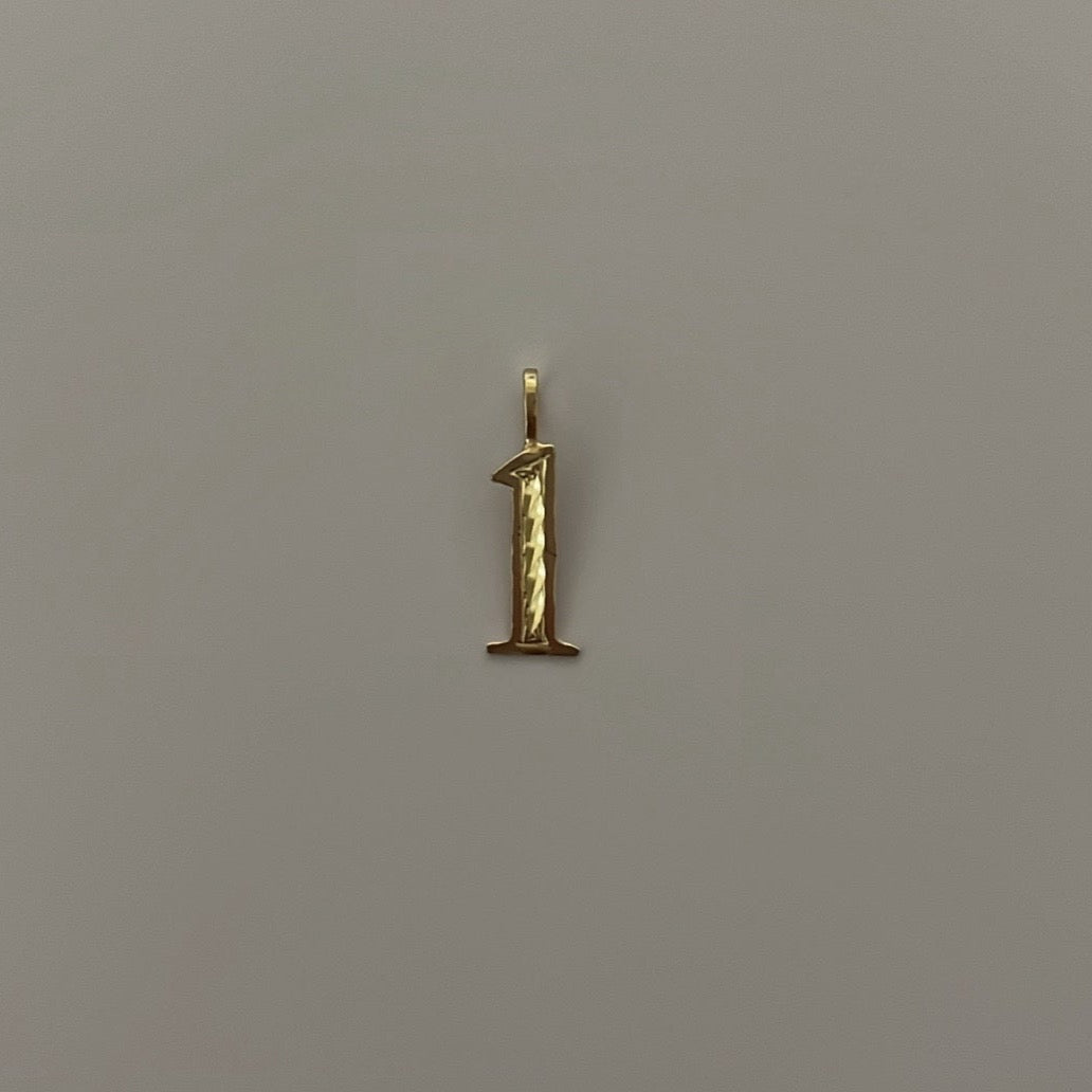 14K Yellow Gold Number Charms- Diamond Cut Details