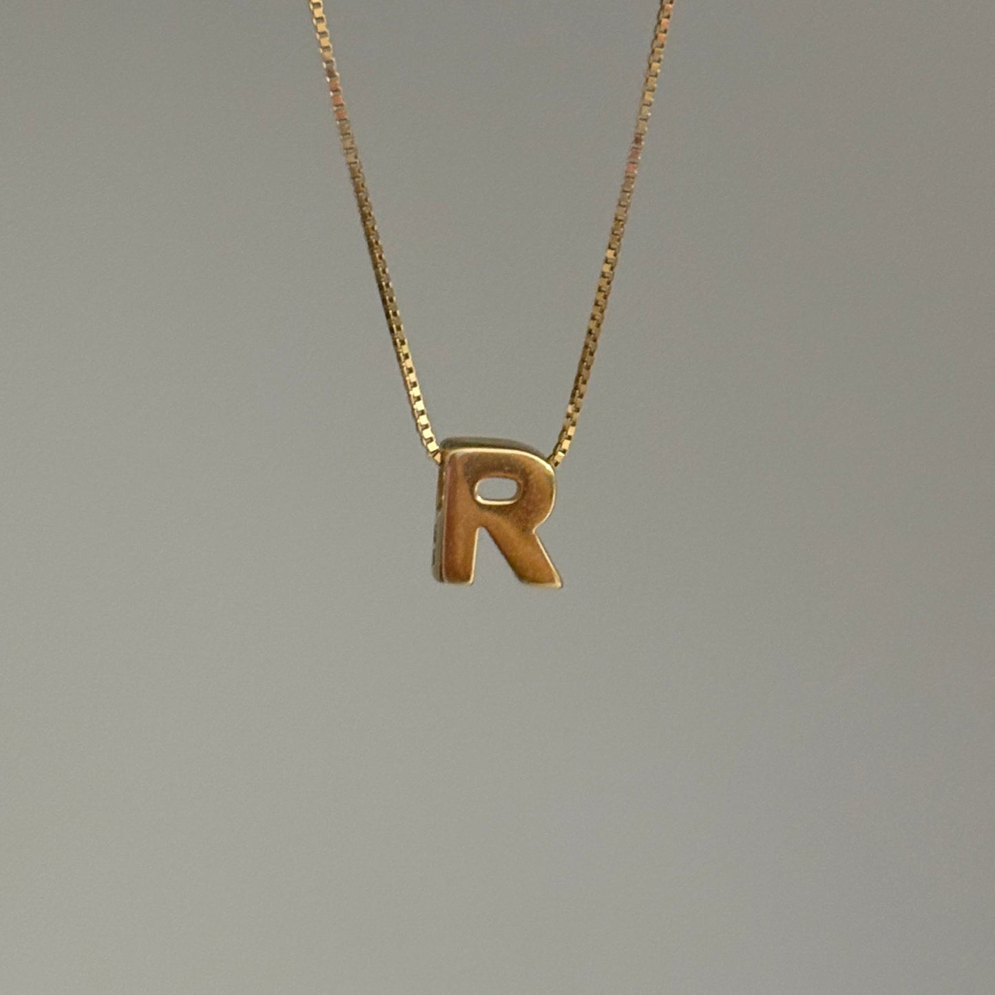 14K Yellow Gold Block Initial Slider Pendant