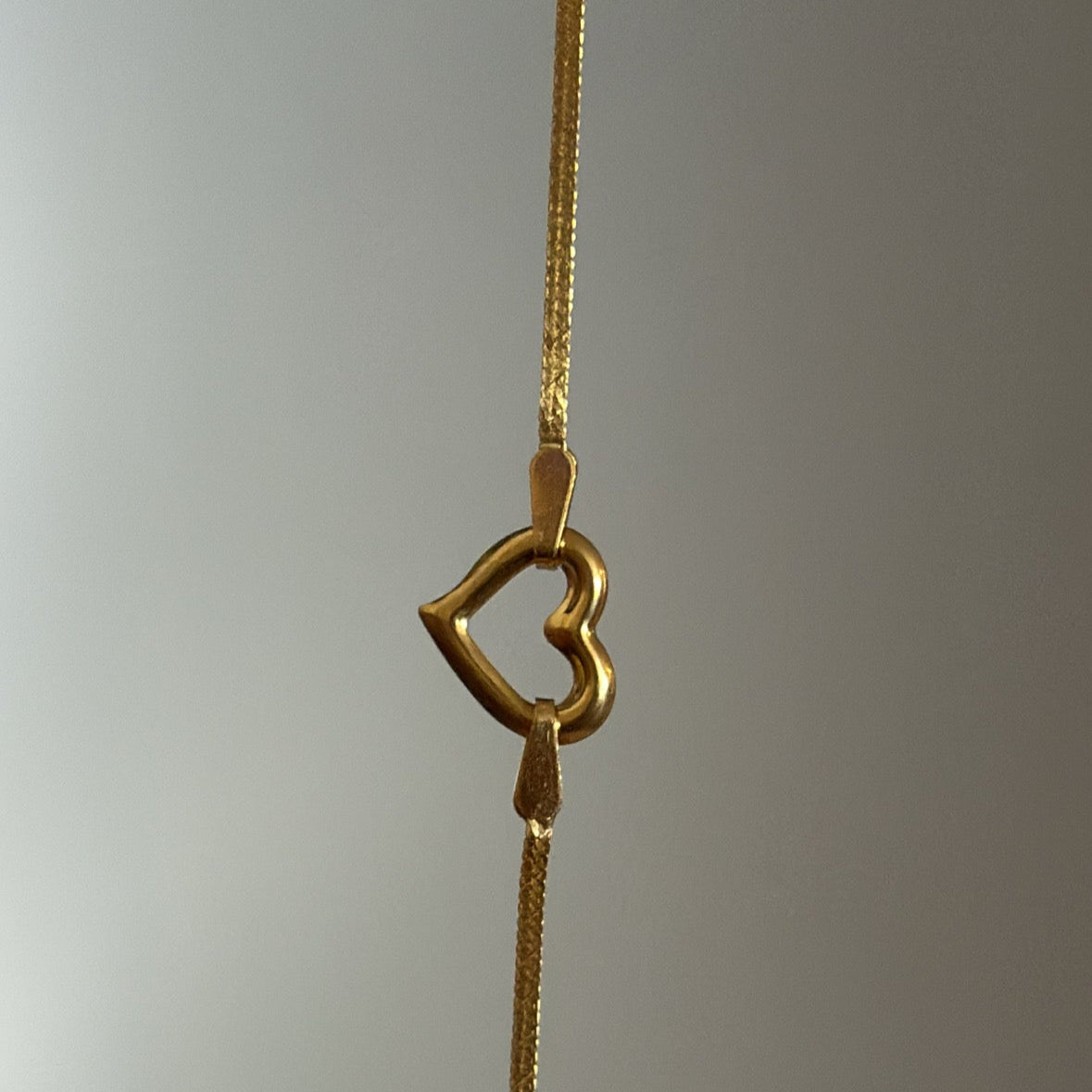 14K Italy Herringbone Heart Bracelet – 7” Old Stock Gold