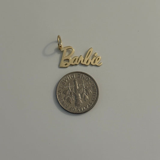 14K Yellow Gold “Barbie” Script Charm