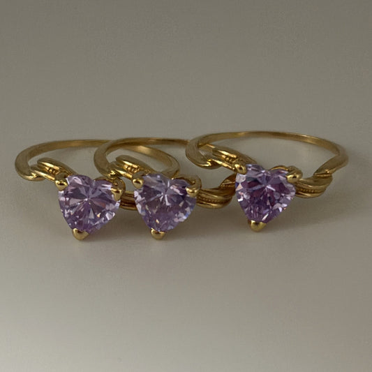 14K Gold Purple Cubic Zirconia Ring