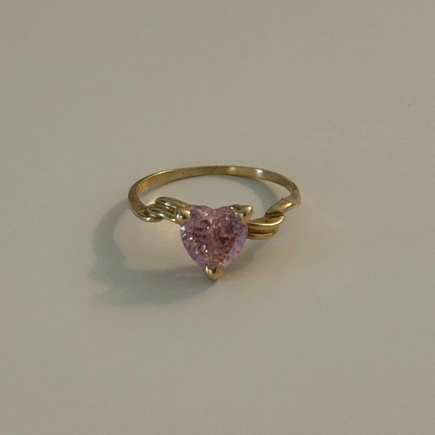 14K Gold Pink Heart Cubic Zirconia Ring