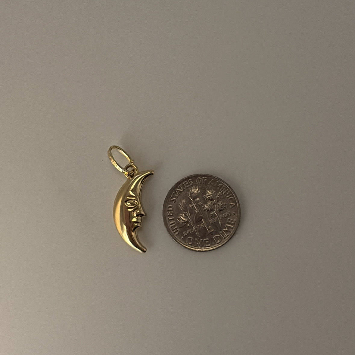 14k Puffy Moon face charm