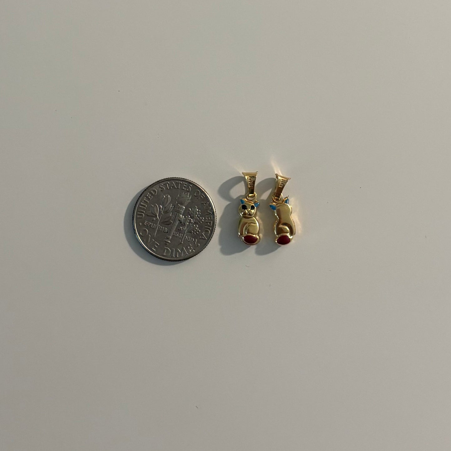14K Solid Gold Tiny Enamel Kitty Charm โ Made in Italy