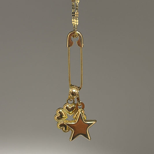 14K Solid Gold Safety Pin- Charm Holder, Connector, or Earring