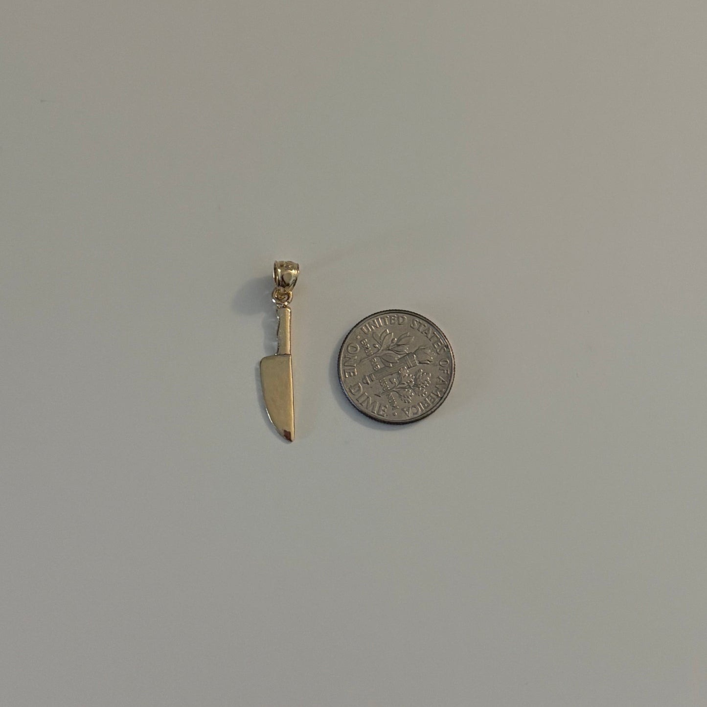 14K Solid Gold Knife Charm Pendant