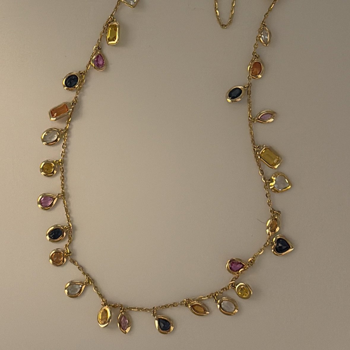 14k multi color Sapphire necklace