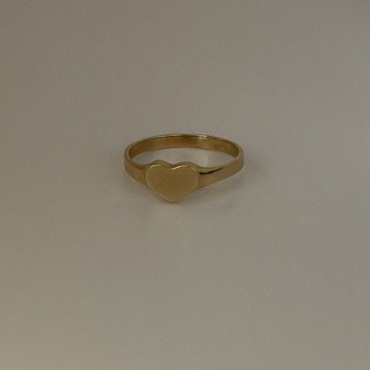 14k small heart signet ring