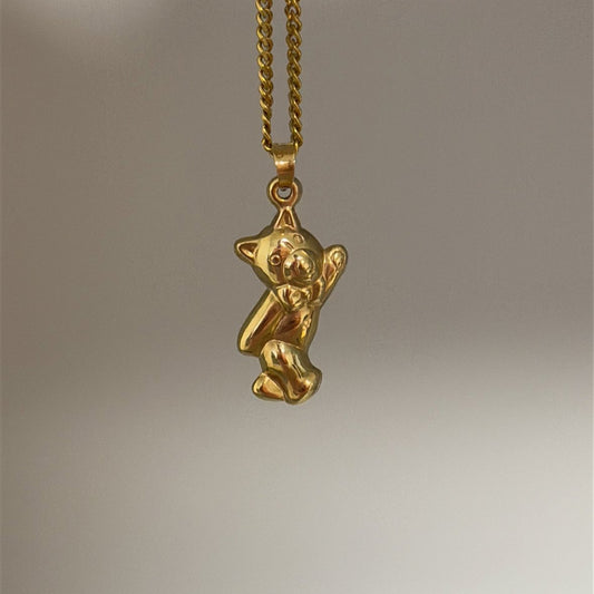 14K cute puffy bear charm