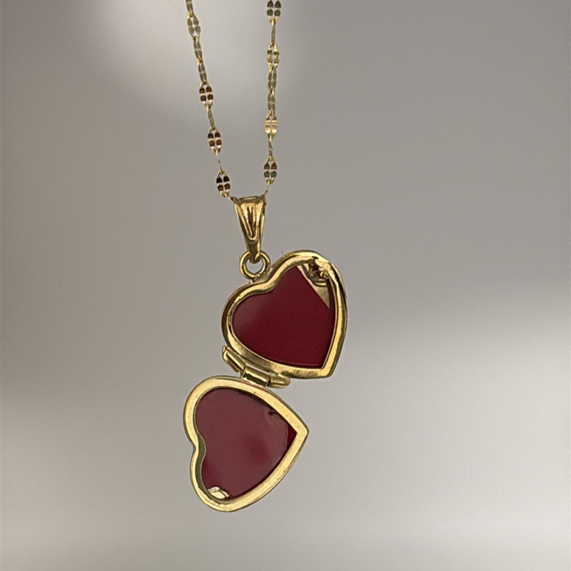14k solid gold heart locket charm