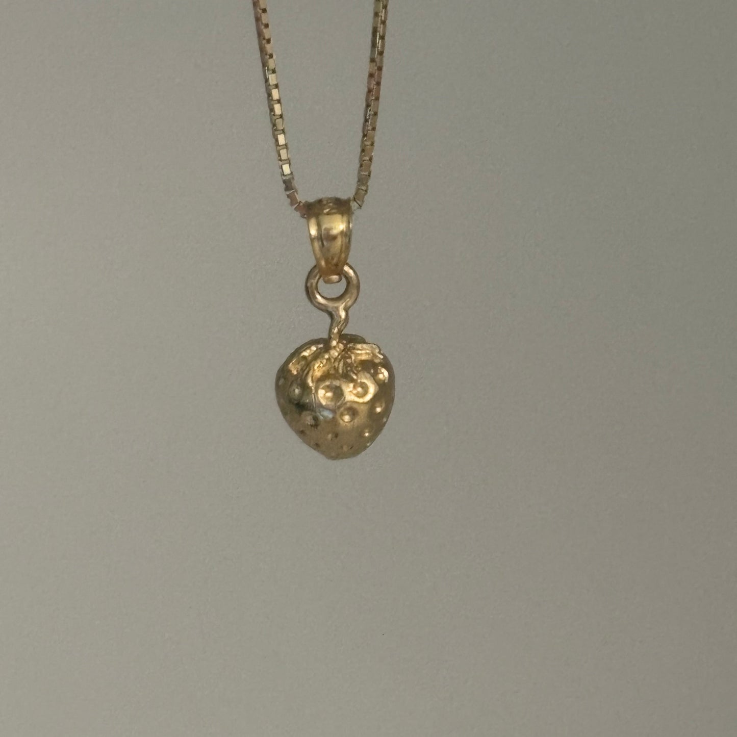 14K Yellow Gold Strawberry Charm – Dainty Fruit Pendant