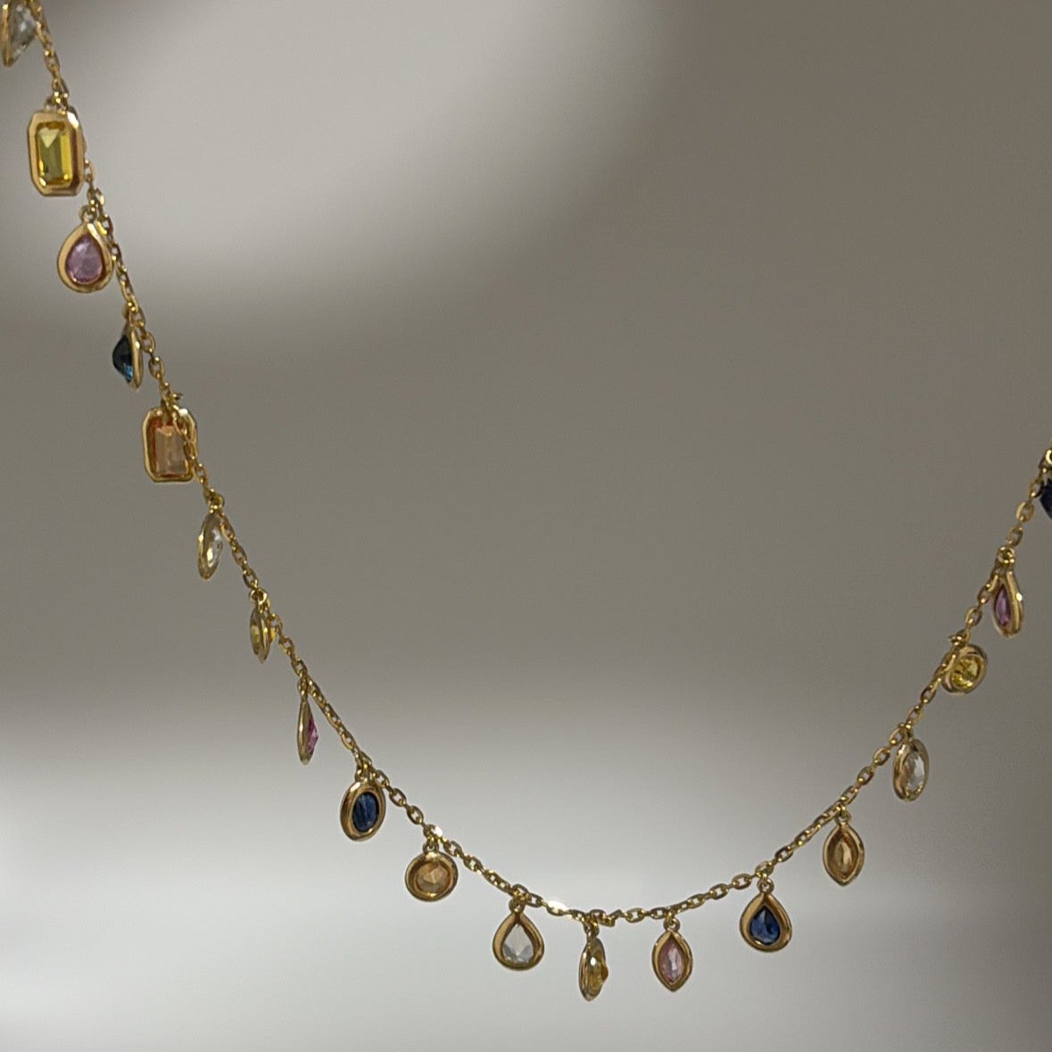 14k multi color Sapphire necklace