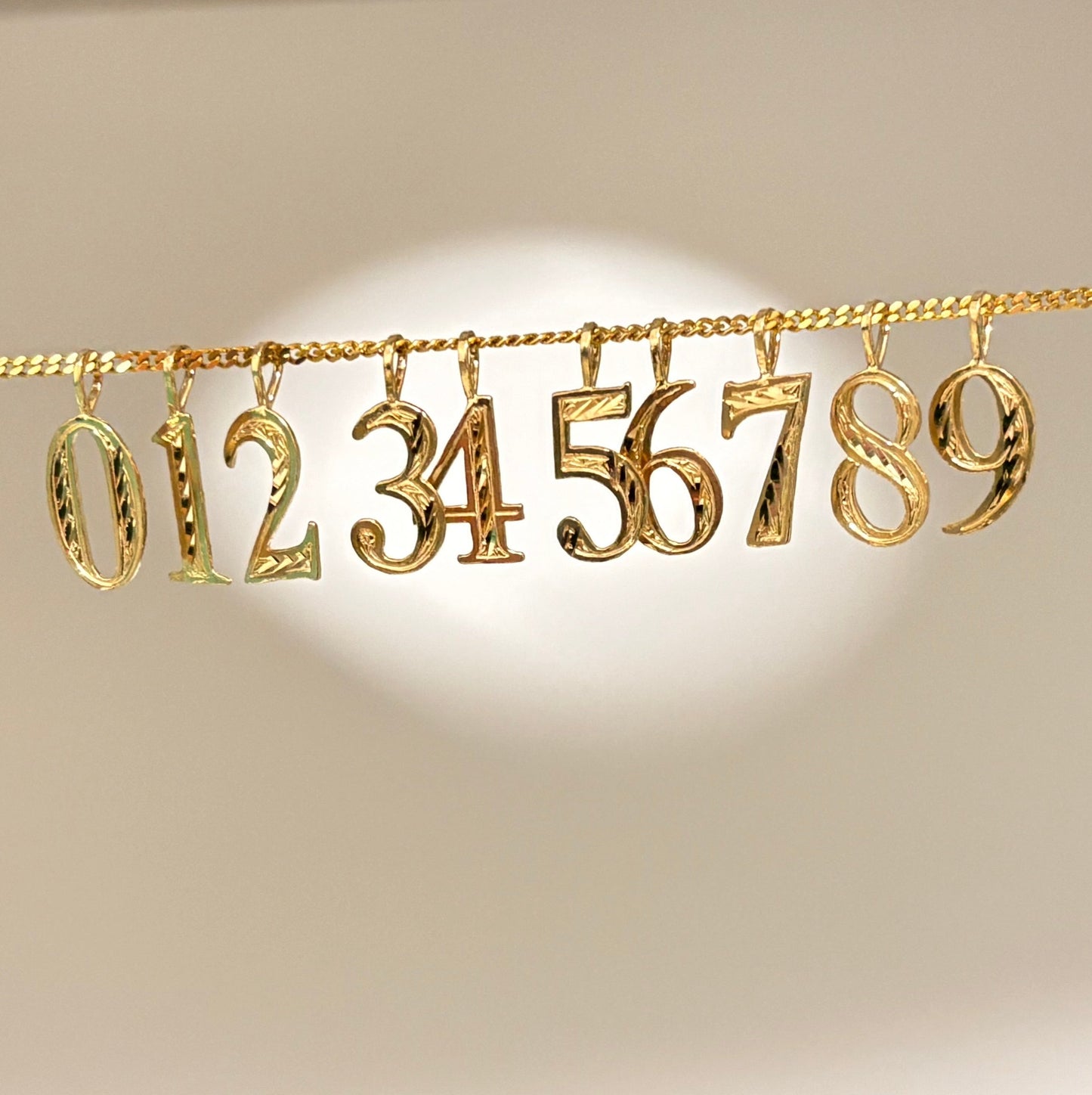 14K Yellow Gold Number Charms- Diamond Cut Details