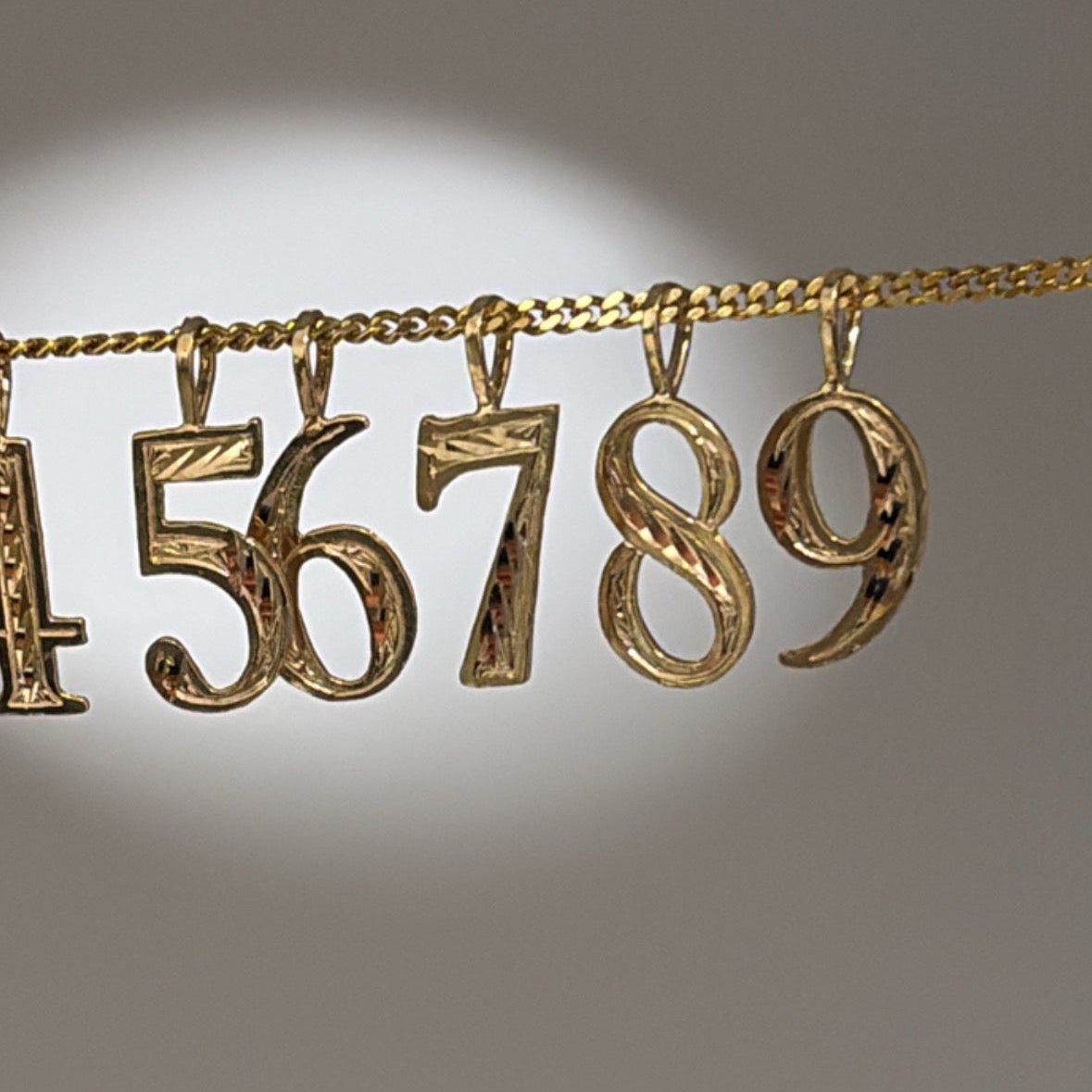 14K Yellow Gold Number Charms- Diamond Cut Details