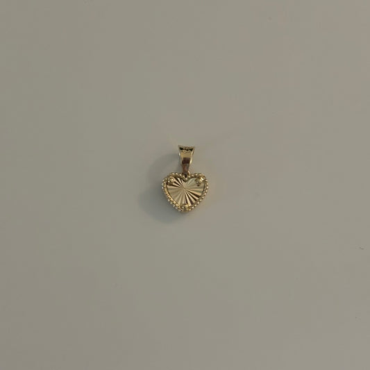 14K Yellow Gold Engine-Turned Heart Charm