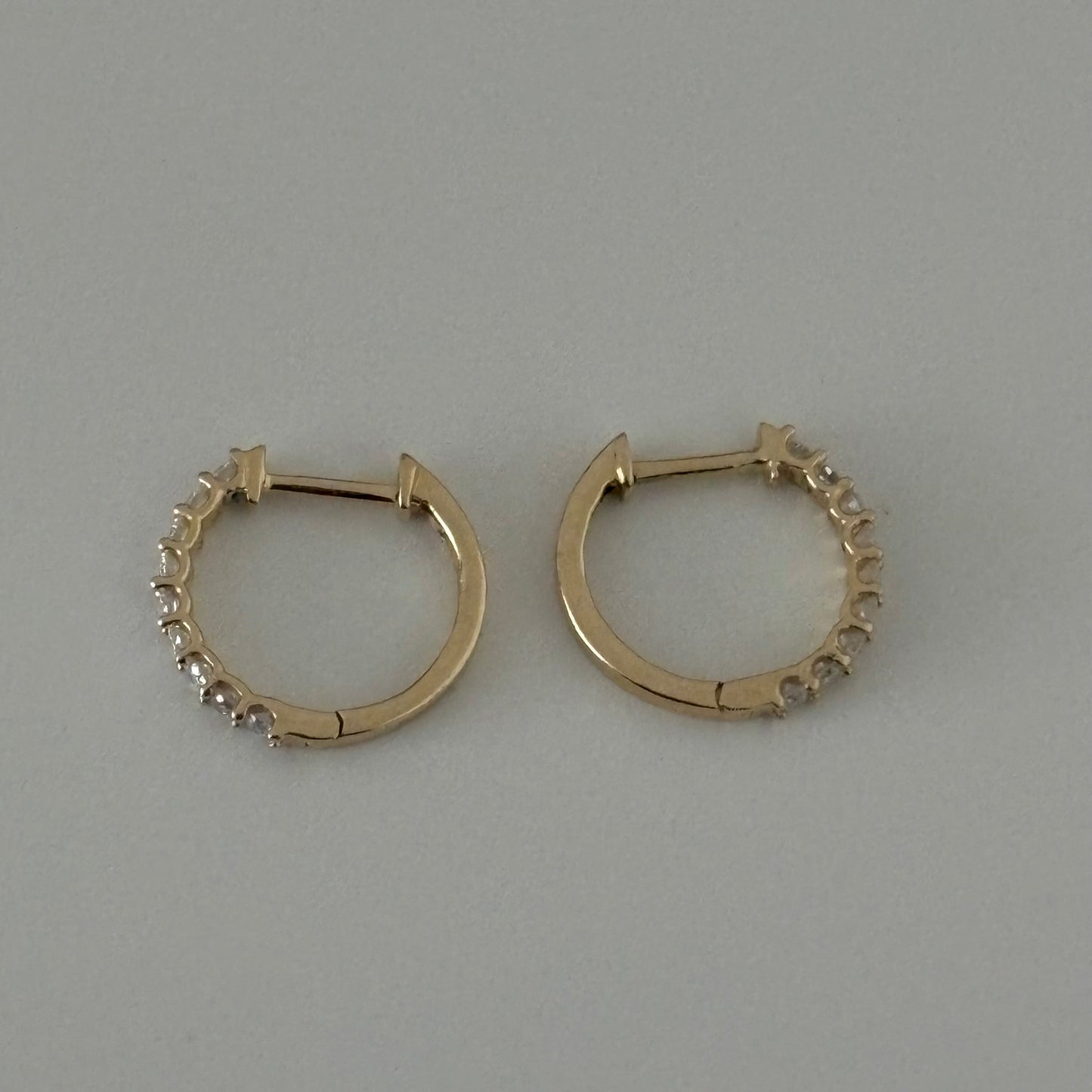 14K Gold Diamond Huggie Earrings