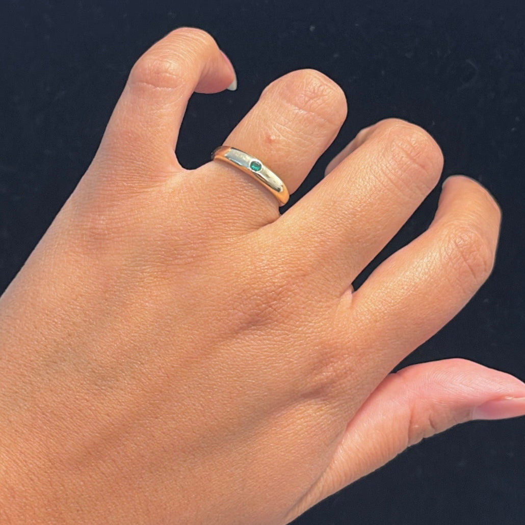 14K Gold Gemstone dome Rings – Emerald, Ruby, Sapphire