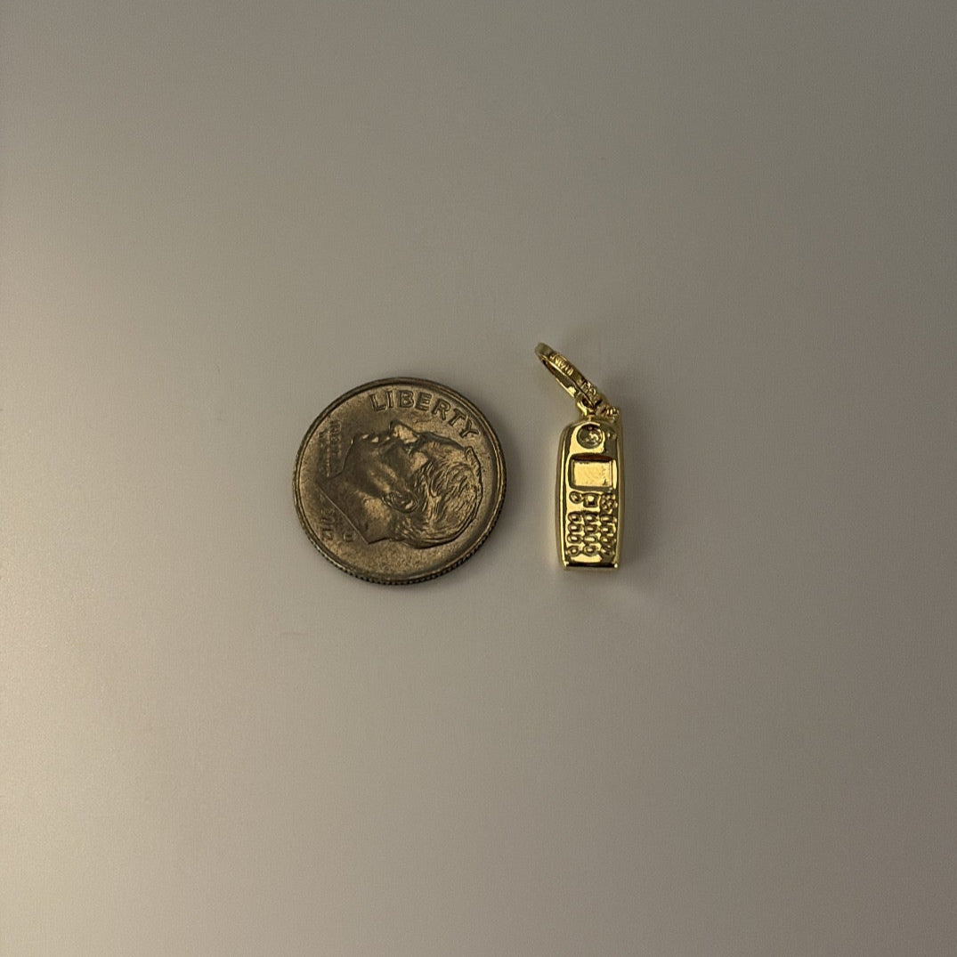 14k puffy cell phone charm