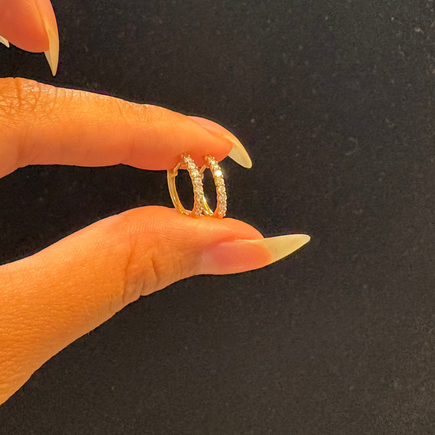 14K Gold Diamond Huggie Earrings
