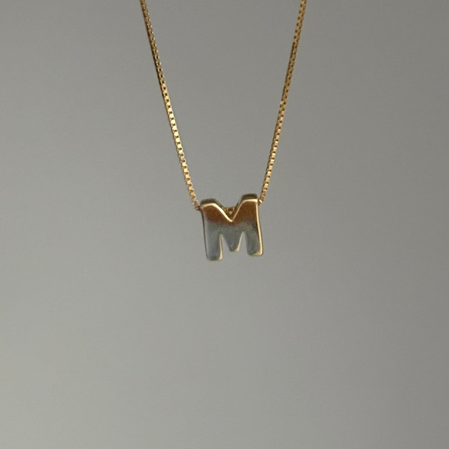 14K Yellow Gold Block Initial Slider Pendant