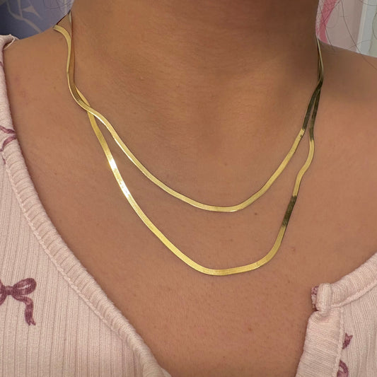 14K Yellow Gold Herringbone Chain Necklace (2mm)