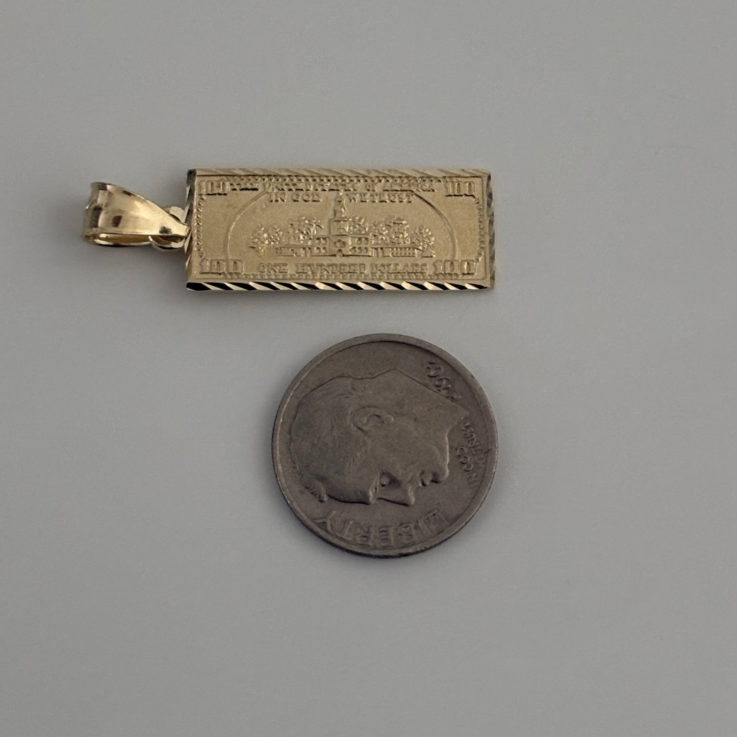 10K Gold $100 Bill Charm – 3D Front & Back Design