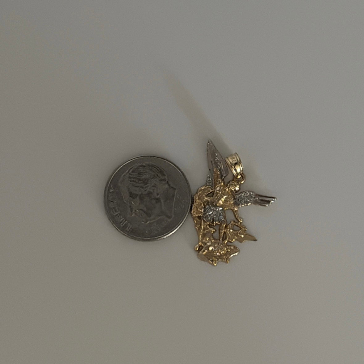 14K San Michael Archangel Charm – Diamond Cut