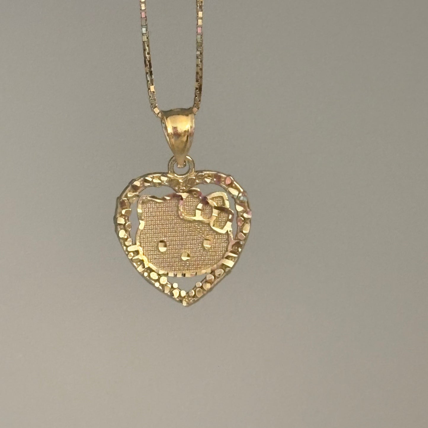 10k Gold hello kitty-inspired heart charm