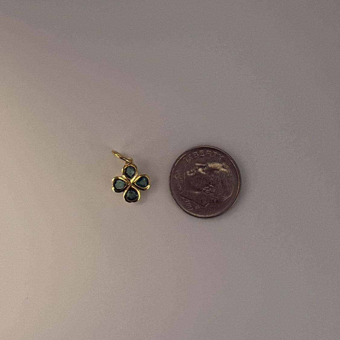 14k Emerald clover charm
