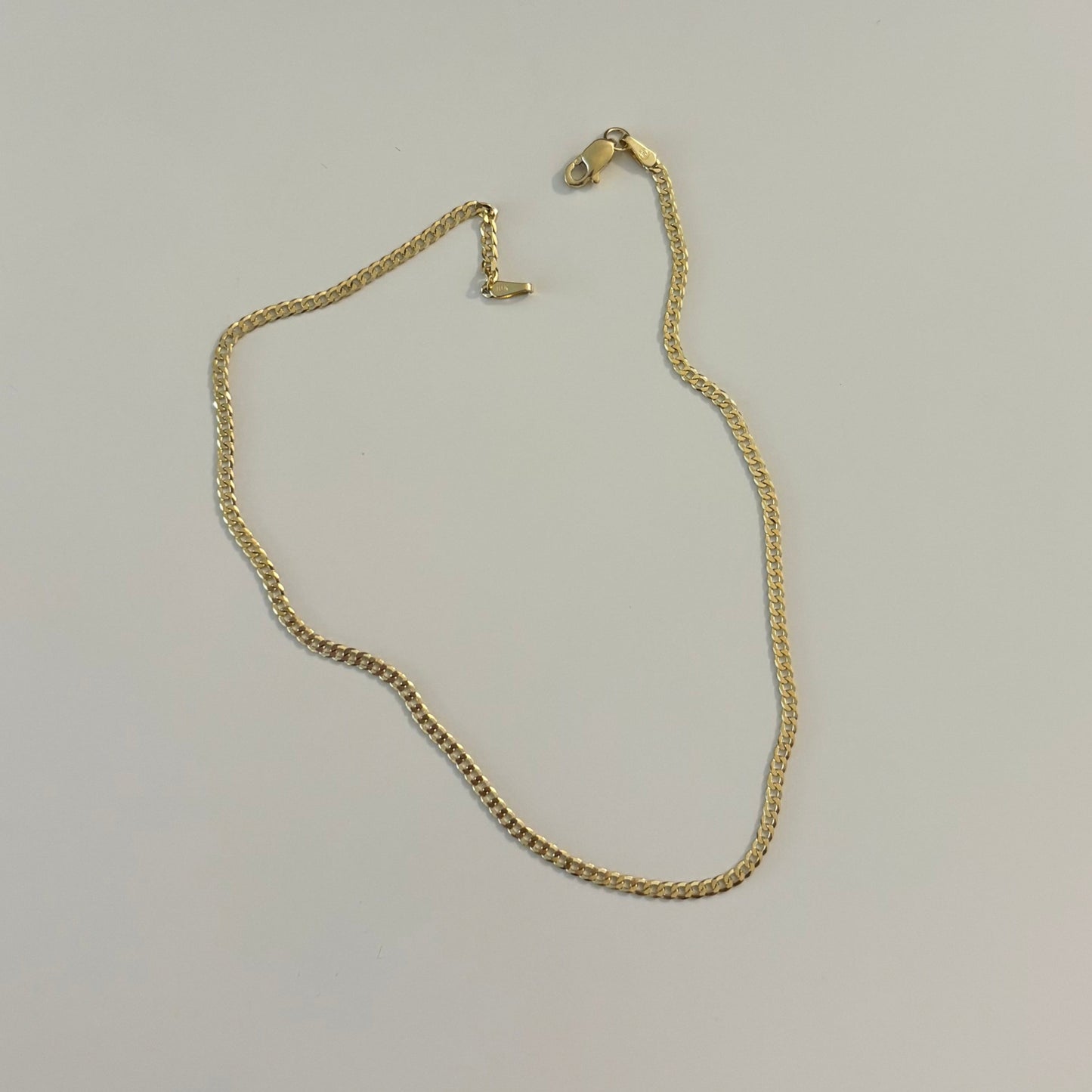 10K Gold Cuban Curb Anklet – 1.7mm Concave, 10 Inches
