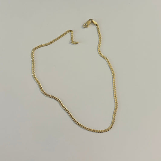 10K Gold Cuban Curb Anklet – 1.7mm Concave, 10 Inches