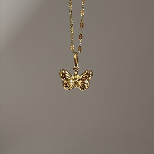 14k puffy butterfly charm