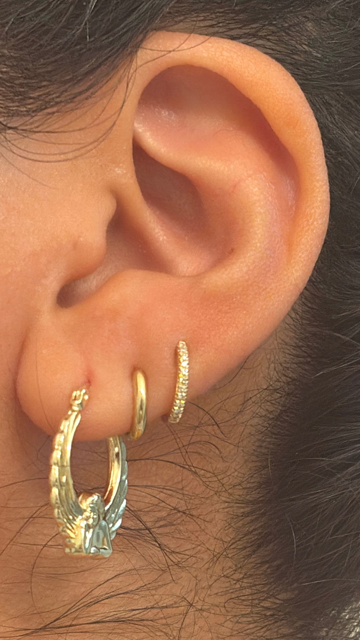 14k cherub hoop earrings