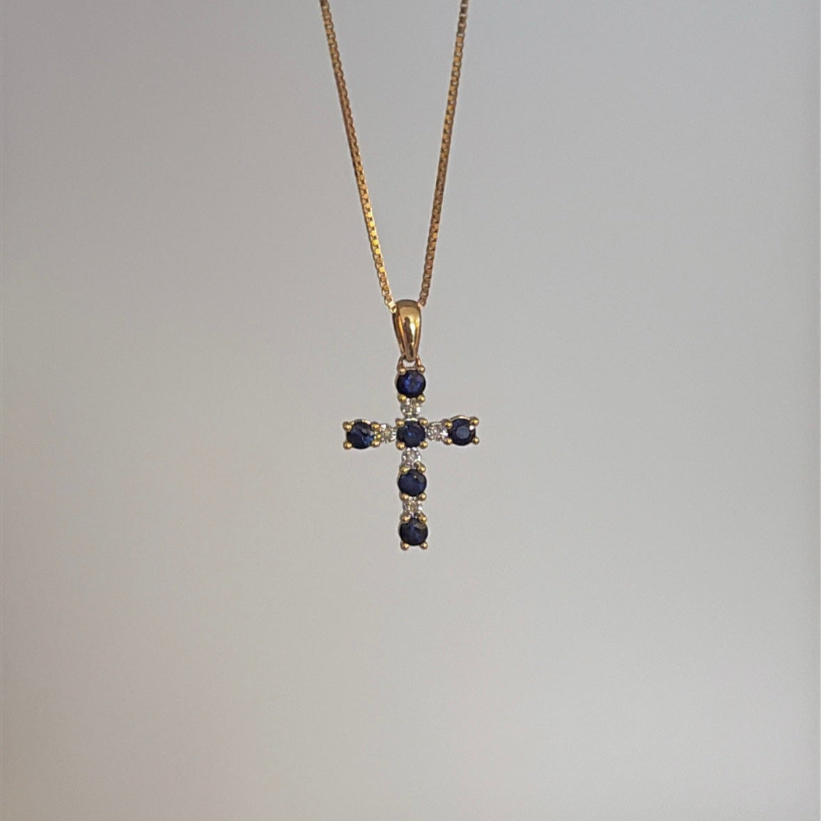 14K Gold Natural Gemstone Cross Pendants – Emerald or Sapphire