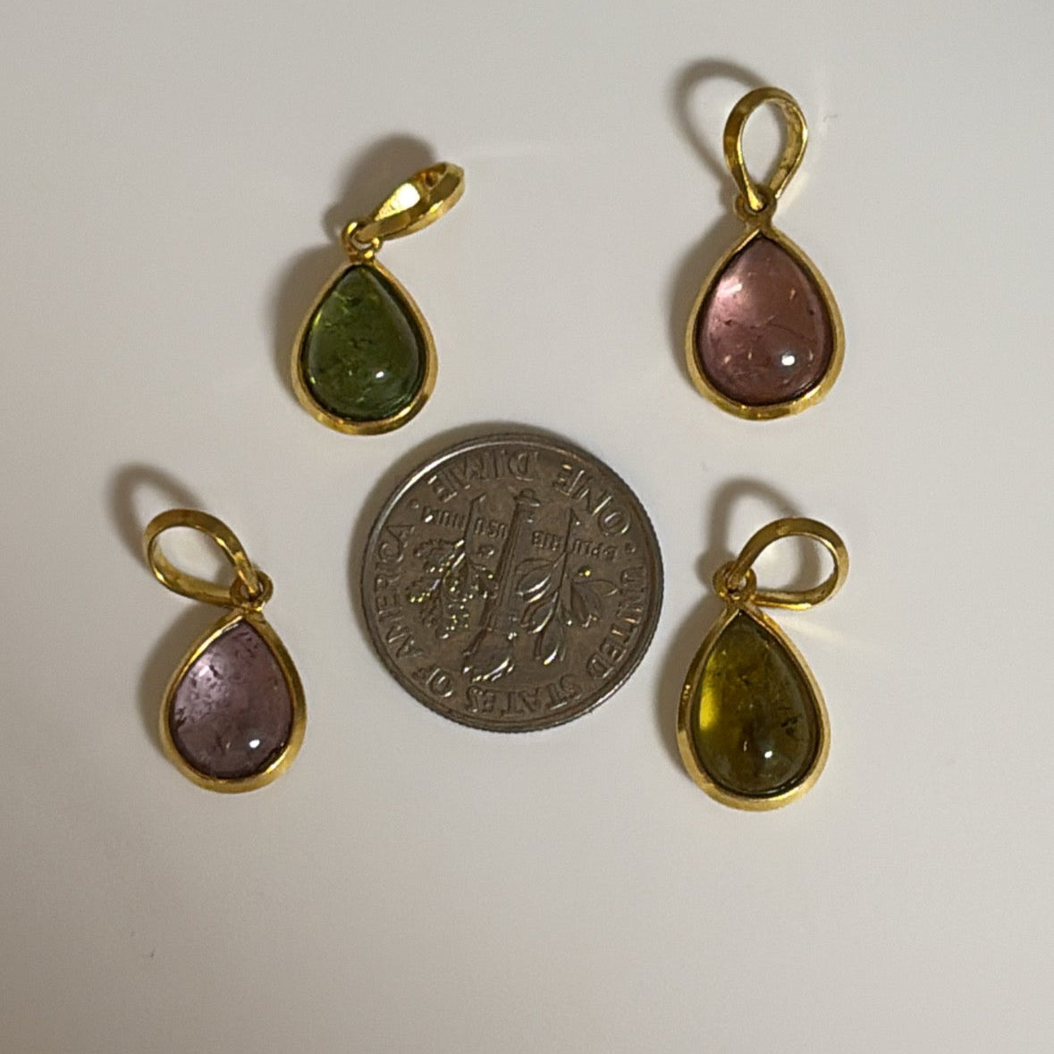 18k multi tourmaline cabochon pendants