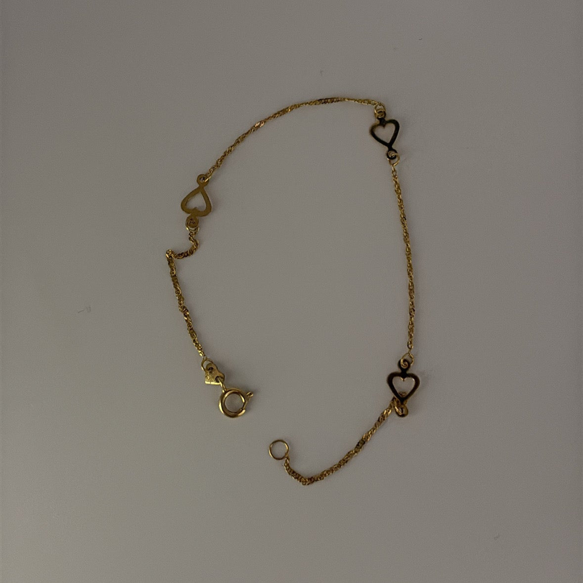 14k dainty Singapore heart station bracelet