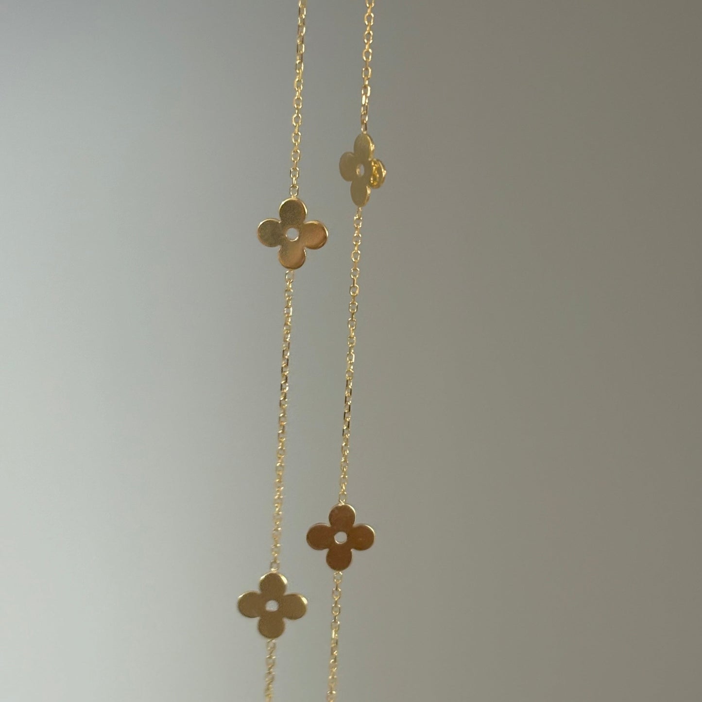 14K Gold Flower Anklet – Adjustable