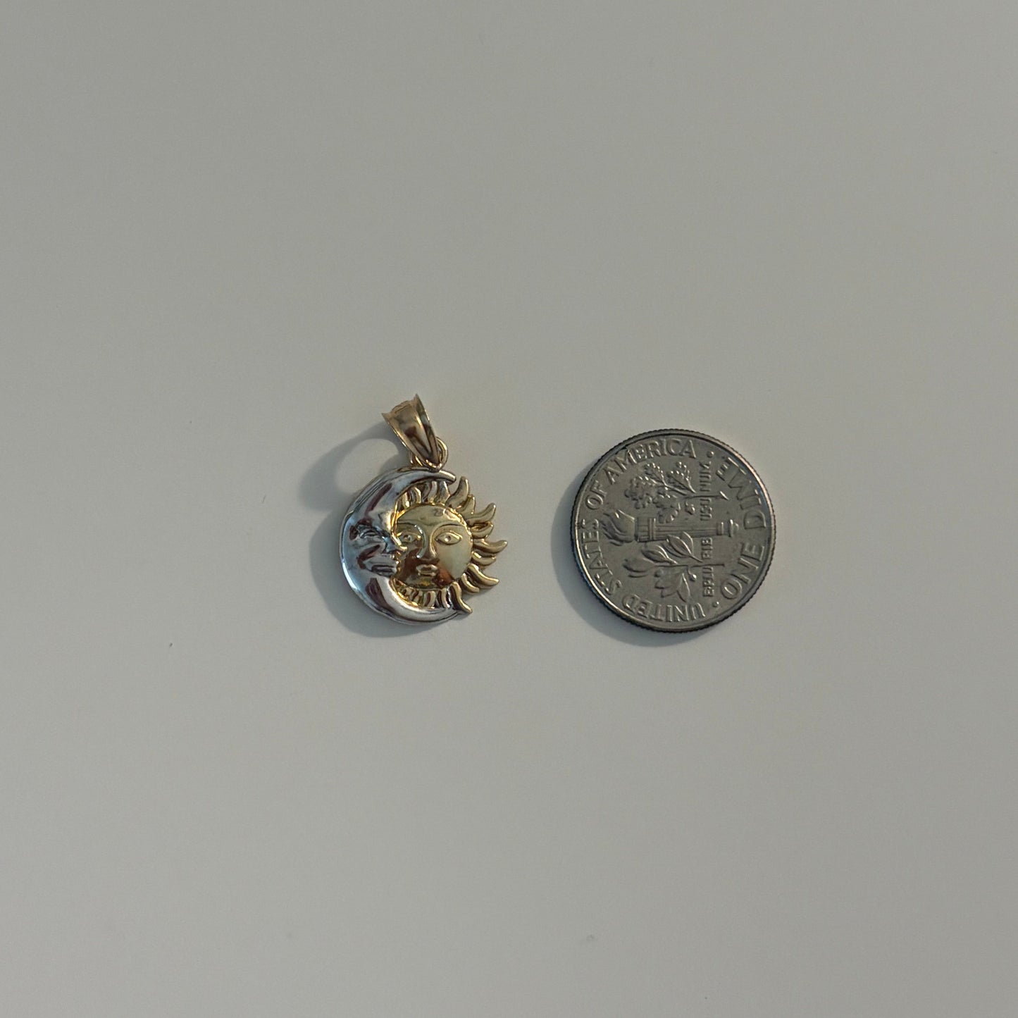14K Yellow Gold Sun & Crescent Moon Charm